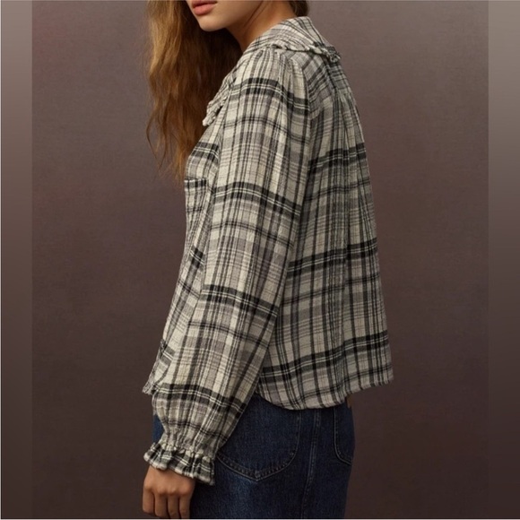 NWT Anthropologie Keira Long sleeve Plaid Button-Up Blouse - Picture 3 of 3